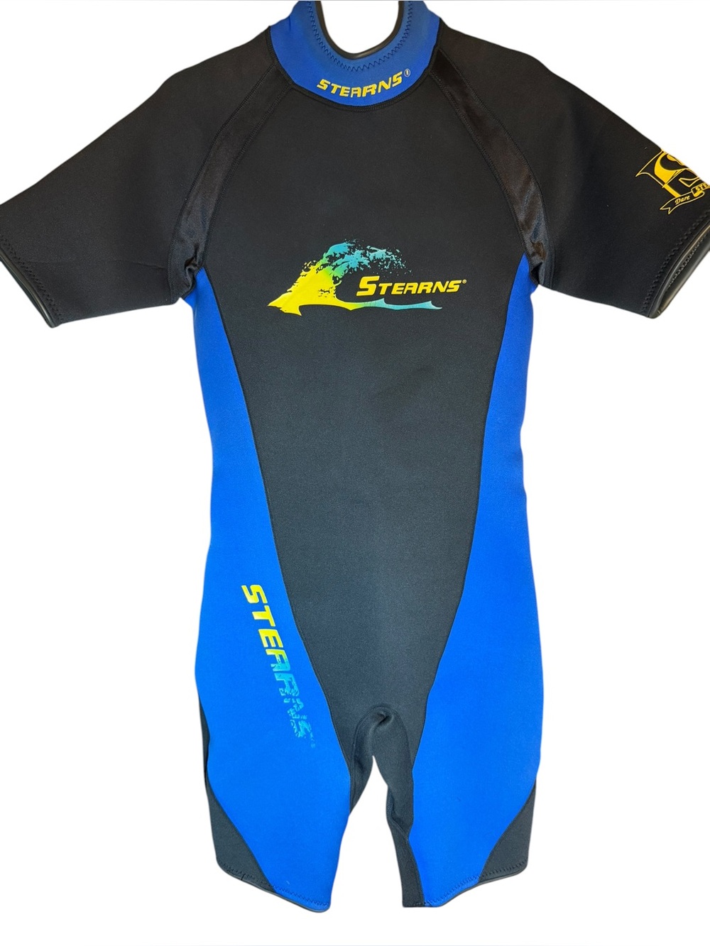 Stearns Shorty Wetsuit Men’s XL Black Blue Neoprene Back Zip Diving Surf